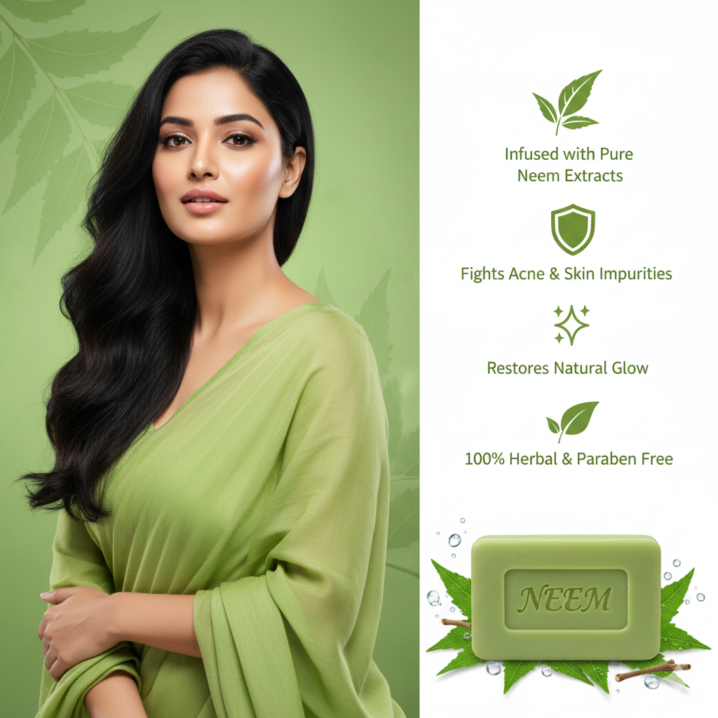 Neem Herbal Cleansing Soap – Round Bathing Bars (Pack of 3)