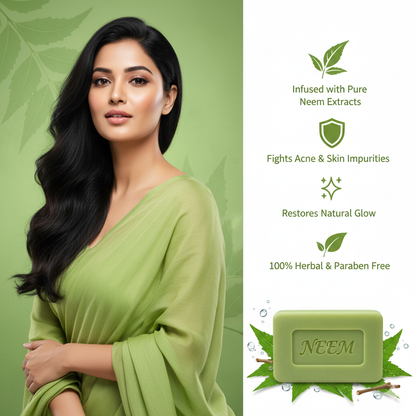 Neem Herbal Cleansing Soap – Round Bathing Bars (Pack of 3)