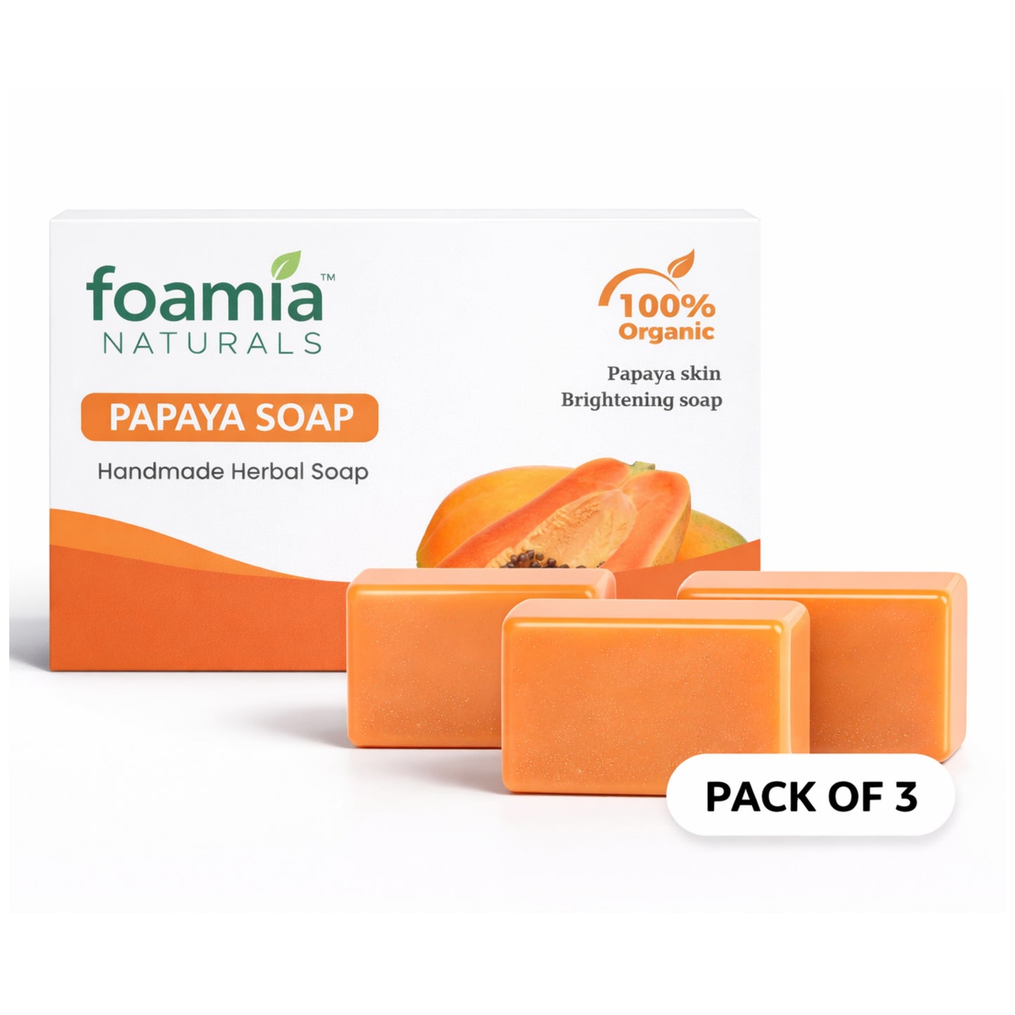 Papaya Herbal Soap Pack of 3 (300g) – Natural Skin Brightening & Deep Cleansing
