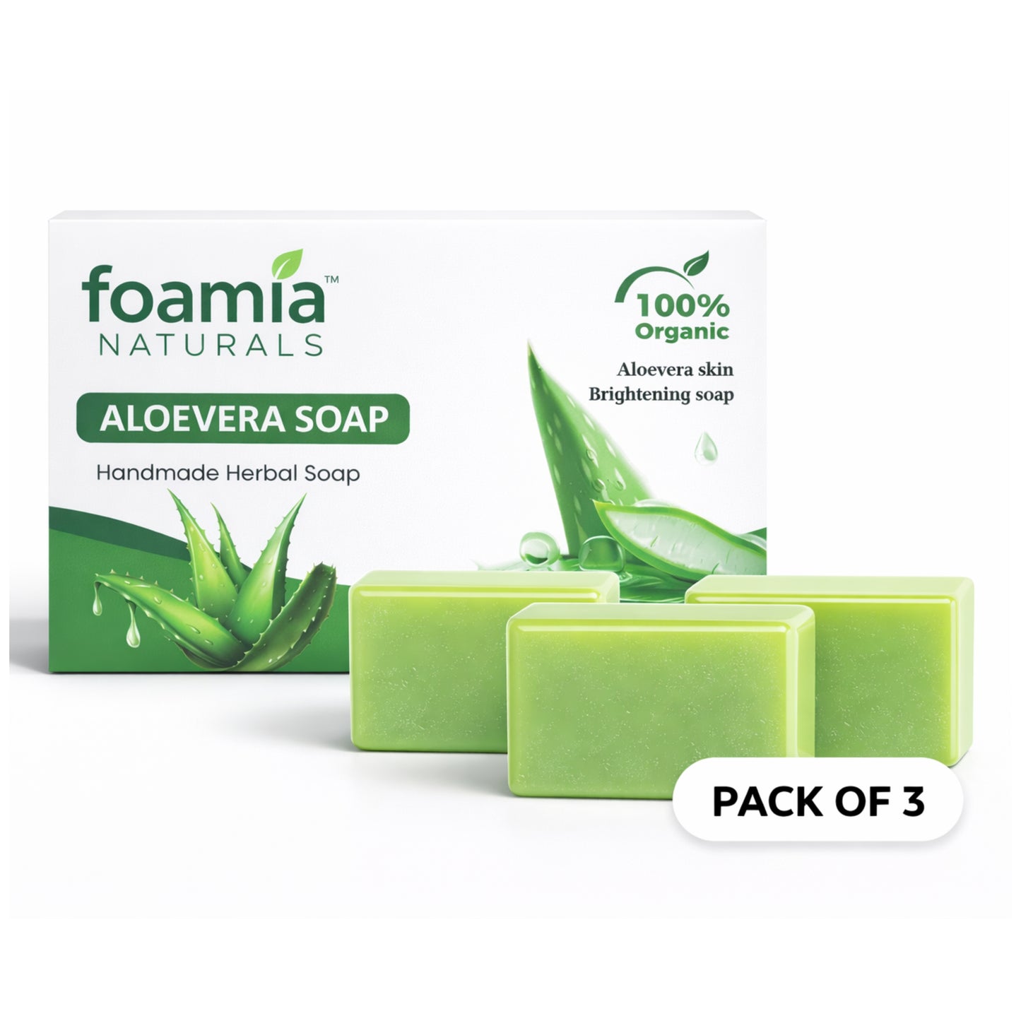 Aloevera Herbal Cleansing Soap – Round Bathing Bars (Pack of 3)